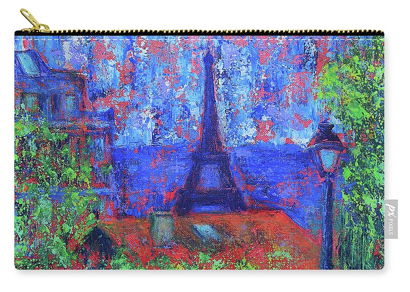 Sky Zip Pouch featuring the painting Rain in Paris by Denys Kuvaiev