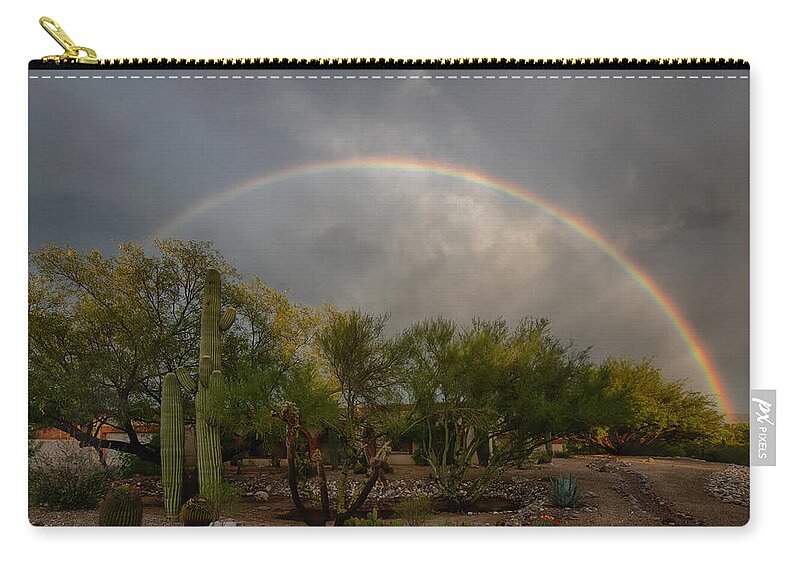 Arizona Zip Pouch featuring the photograph Rain then rainbows by Dan McManus