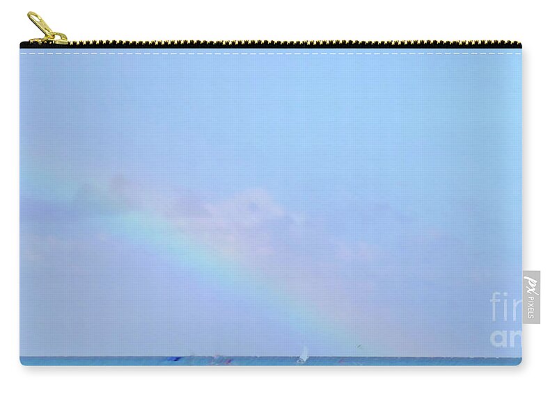 Rainbow Zip Pouch featuring the digital art Rainbow at the beach 2 by Francesca Mackenney