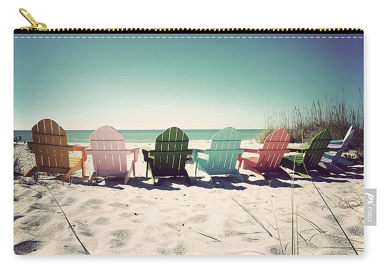 Florida Zip Pouch featuring the photograph Rainbow Beach-Vintage by Chris Andruskiewicz