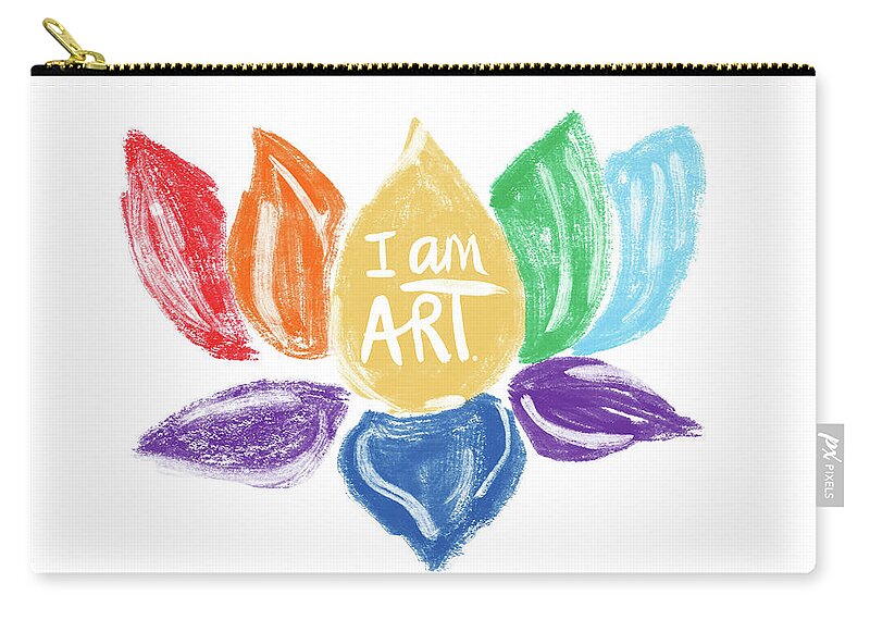 Lotus Carry-all Pouch featuring the mixed media Rainbow Lotus I AM ART- Art by Linda Woods by Linda Woods