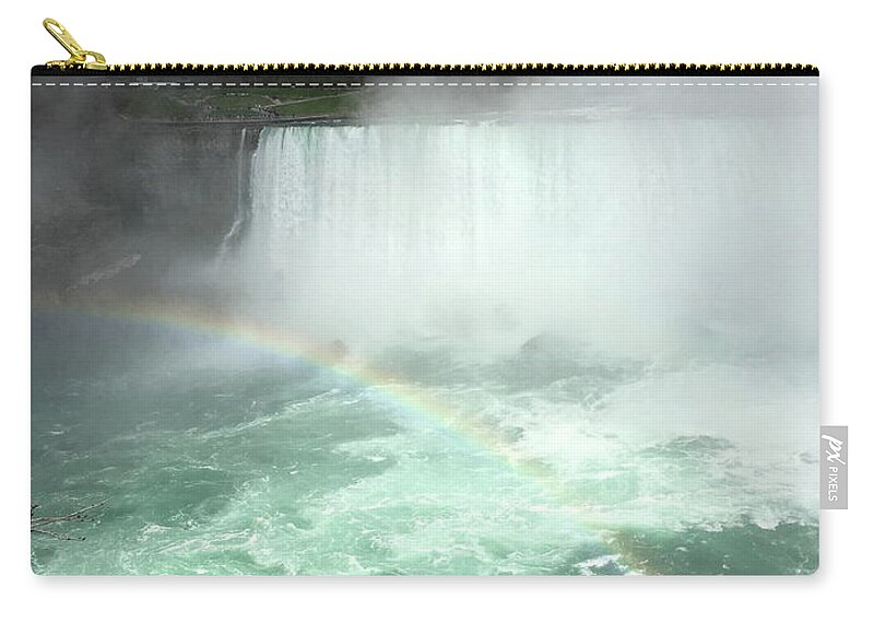 Niagara Falls Art Zip Pouch featuring the photograph Rainbow Over Niagara Falls by Mary Sullivan