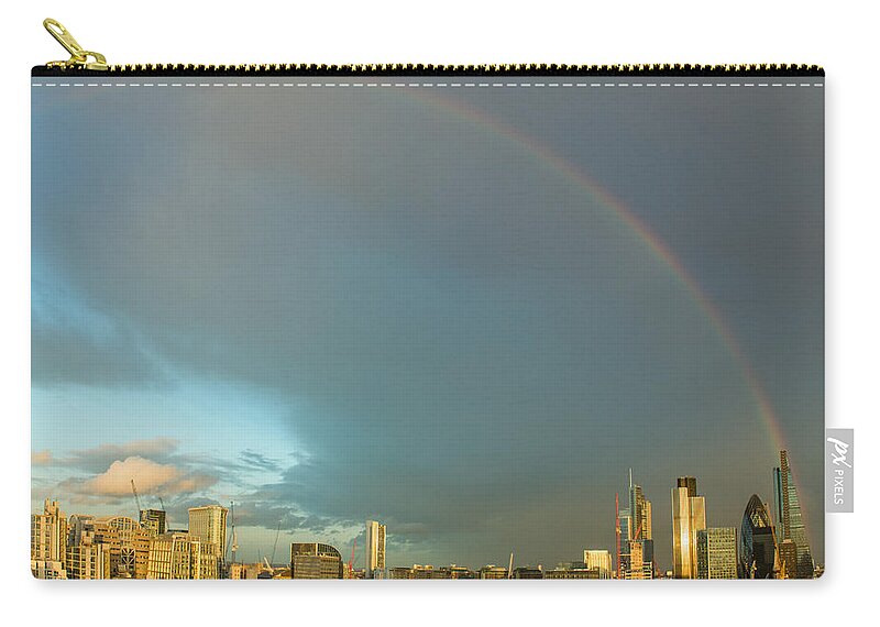 Rainbow Zip Pouch featuring the photograph Rainbow over the City of London by Gary Eason