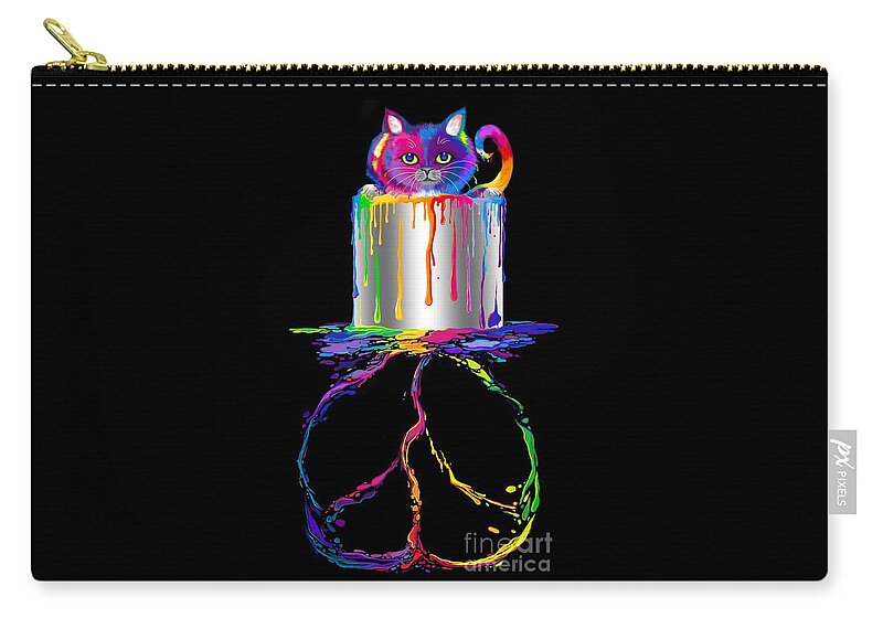 Peace Zip Pouch featuring the digital art Rainbow Painted Peace by Nick Gustafson