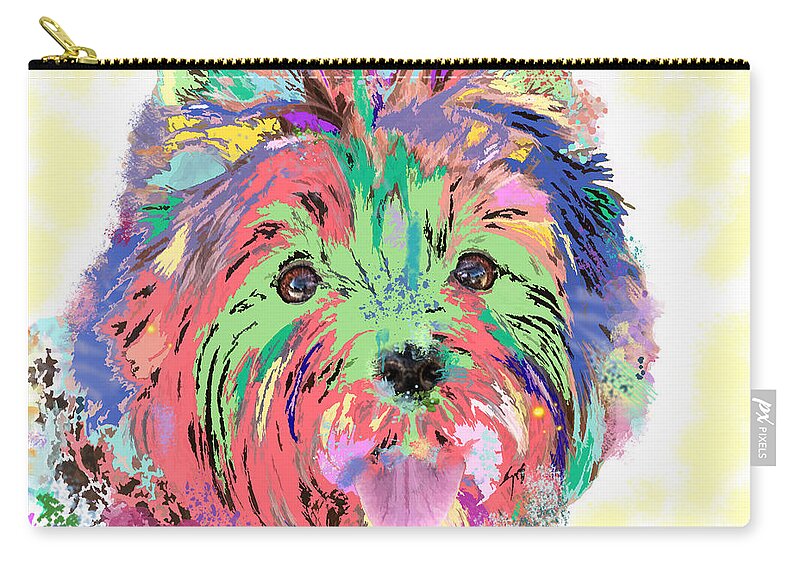 Rainbow Zip Pouch featuring the painting Rainbow Toto . Colorful Dog by Renee Trenholm
