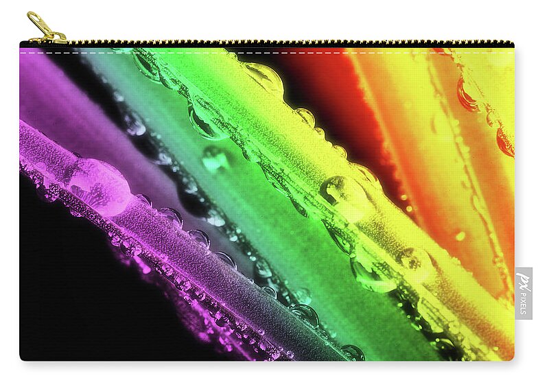 Abstract Zip Pouch featuring the photograph Rainbow Water Drops on Leaves by John Williams