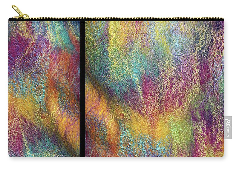 Russian Artists New Wave Zip Pouch featuring the photograph Rainbow Waterfall Diptych by Marina Schkolnik