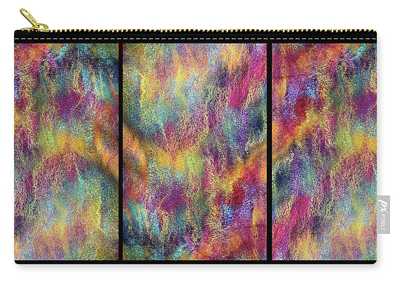 Russian Artists New Wave Zip Pouch featuring the photograph Rainbow Waterfall Triptych by Marina Schkolnik