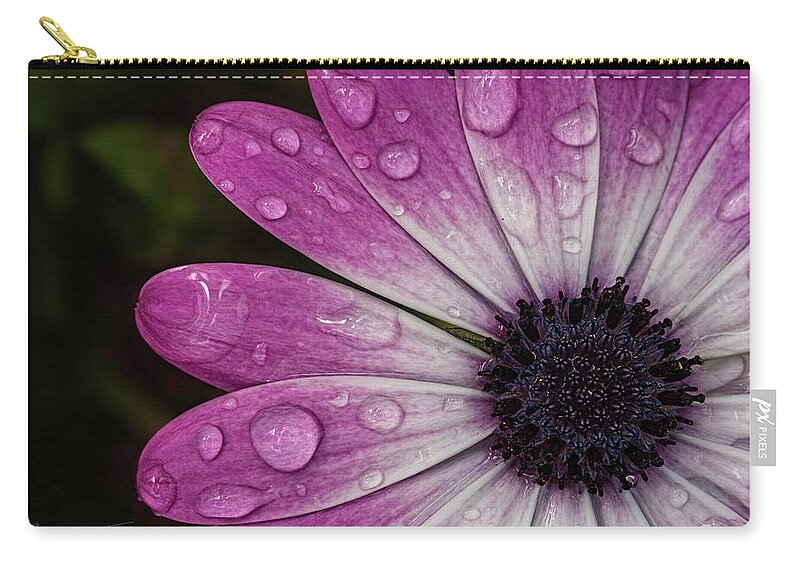 Floral Zip Pouch featuring the photograph Raindrops by Erika Fawcett