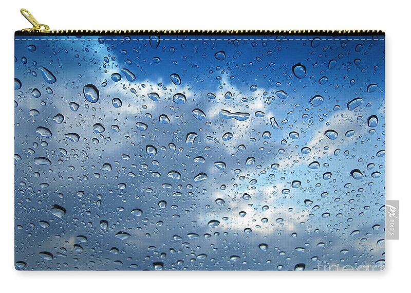 Rain Zip Pouch featuring the photograph Raindrops in Blue by Ann Horn