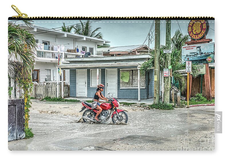 San Pedro Belize Zip Pouch featuring the photograph Rainy Day Puddle to Conquer by David Zanzinger