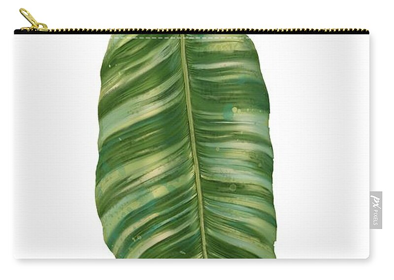 Tropical Carry-all Pouch featuring the painting Rainforest Resort - Tropical Banana Leaf by Audrey Jeanne Roberts