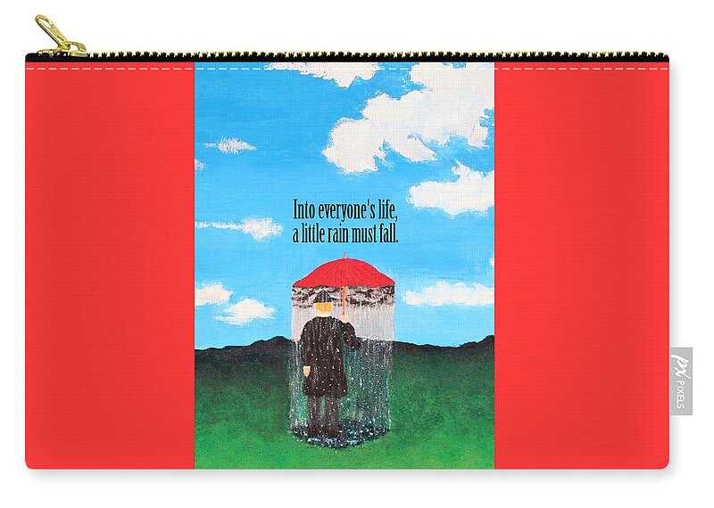 Surrealism Zip Pouch featuring the painting Rainmaker Greeting Card by Thomas Blood