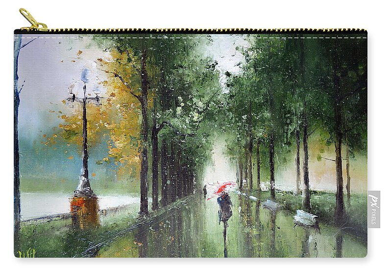 Russian Artists New Wave Carry-all Pouch featuring the painting Rainy Autumn by Igor Medvedev