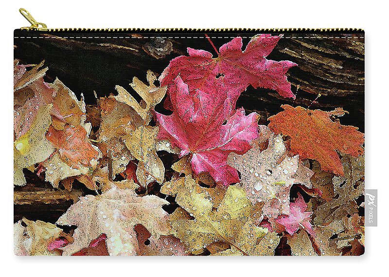 Leaves Carry-all Pouch featuring the photograph Rainy Day Leaves by Matalyn Gardner