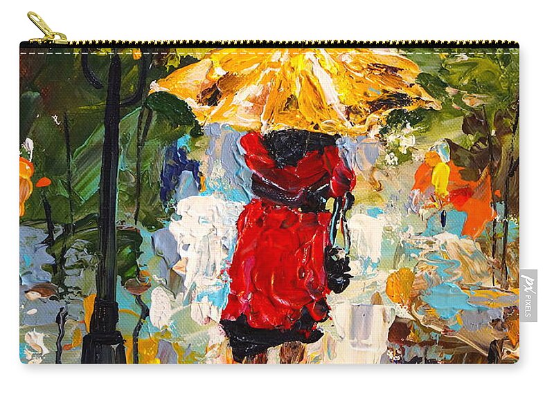 Girl Zip Pouch featuring the painting Rainy Days by Alan Lakin