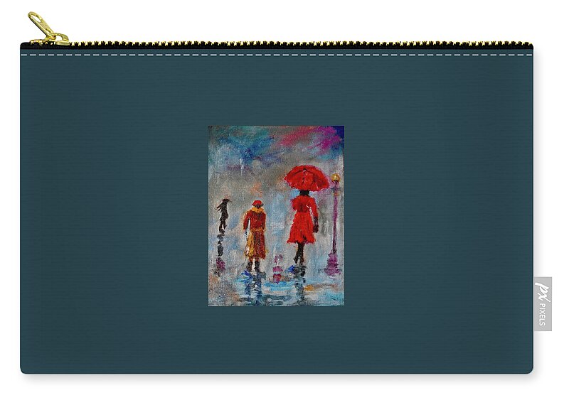Landscape Zip Pouch featuring the painting Rainy Spring Day by Sher Nasser