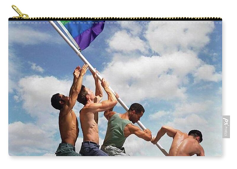Troy Caperton Zip Pouch featuring the painting Raising the Rainbow Flag by Troy Caperton