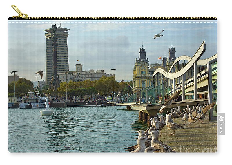  Architecture Carry-all Pouch featuring the photograph Rambla Maritim in Barcelona by Anastasy Yarmolovich
