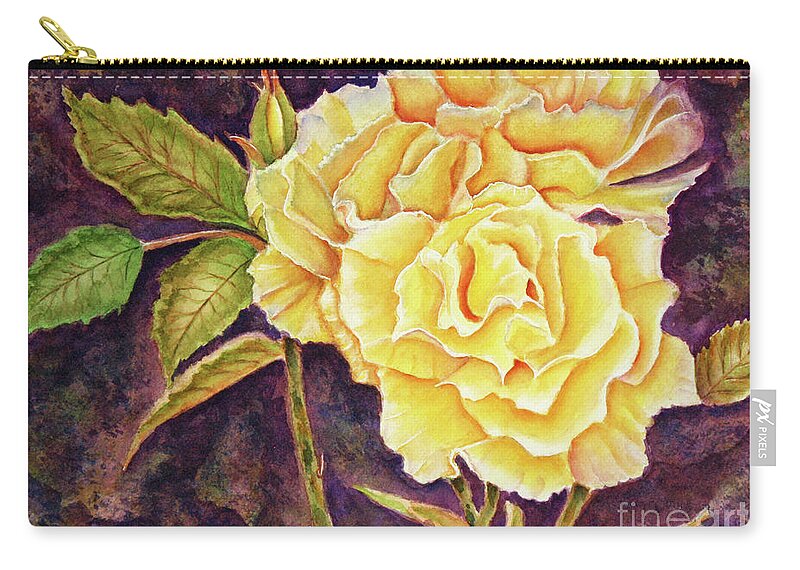 Rose Zip Pouch featuring the painting Ramblin Rose 2 by Kathryn Duncan
