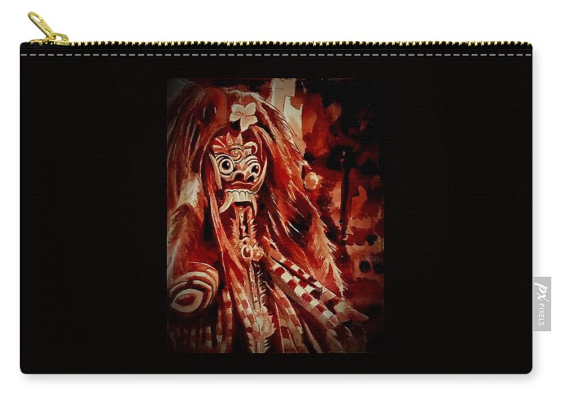 Rangda Zip Pouch featuring the painting Rangda by Ryan Almighty