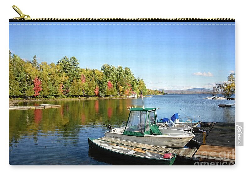 Maine Zip Pouch featuring the photograph Rangeley Lake Boats by Alana Ranney
