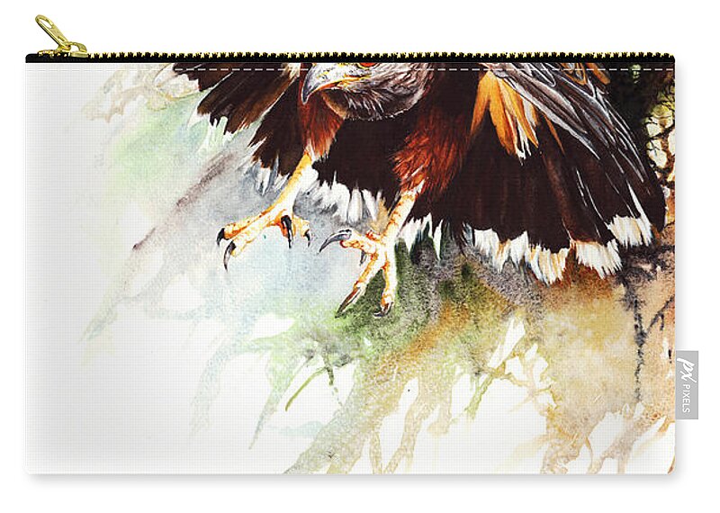 Bird Zip Pouch featuring the painting Raptor by Peter Williams