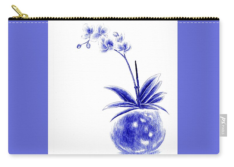 Blue Zip Pouch featuring the drawing Rare Beauty by Alice Chen