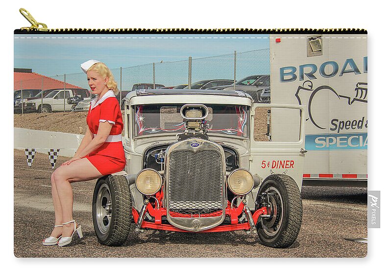 Pinup Zip Pouch featuring the photograph Ratrod pinup by Darrell Foster