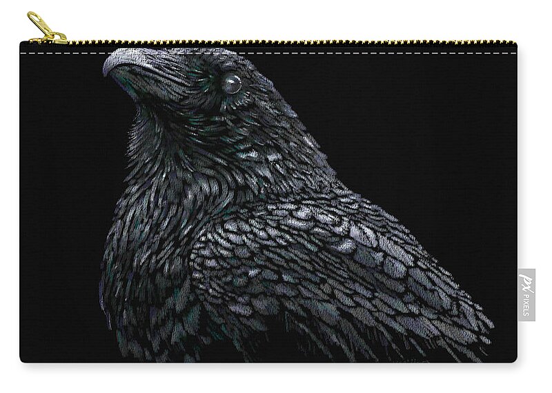 Raven Zip Pouch featuring the pastel Raven by Kathie Miller