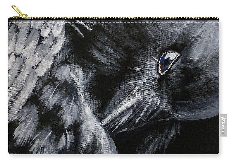 Raven Zip Pouch featuring the painting Raven Preening by Pat Dolan