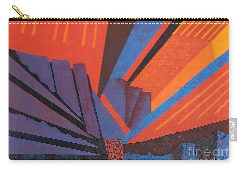 Red Orange Zip Pouch featuring the mixed media Rays Floor Cloth - SOLD by Judith Espinoza