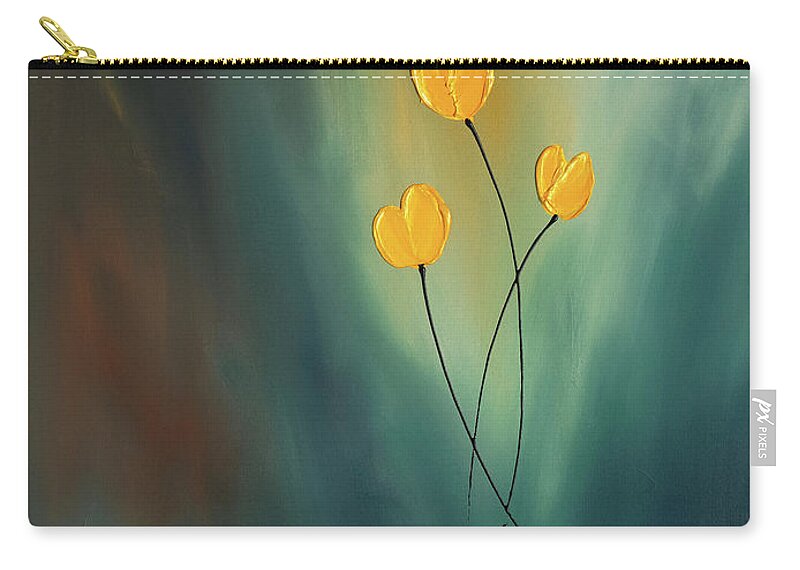 Abstract Art Zip Pouch featuring the painting Rays of Hope by Carmen Guedez