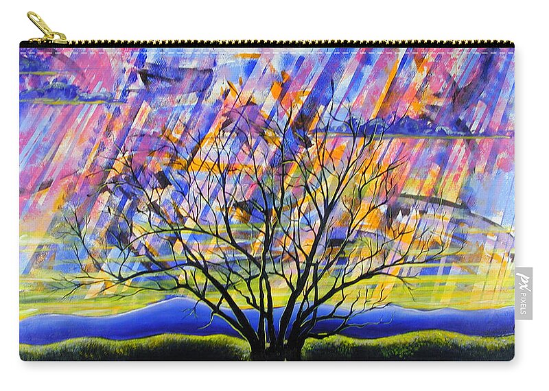 Sunset Zip Pouch featuring the painting Rays Of Life by Rollin Kocsis