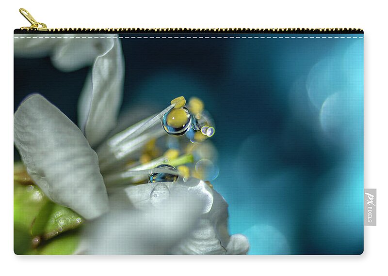Macro Zip Pouch featuring the photograph Reaching into the Blue by Wolfgang Stocker