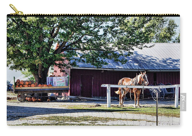 Amish Zip Pouch featuring the photograph Ready and Waiting by Cricket Hackmann