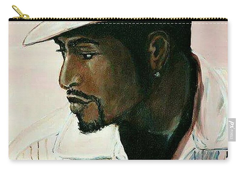  Zip Pouch featuring the painting Real Man wear Pink Hat series by Tyrone Hart