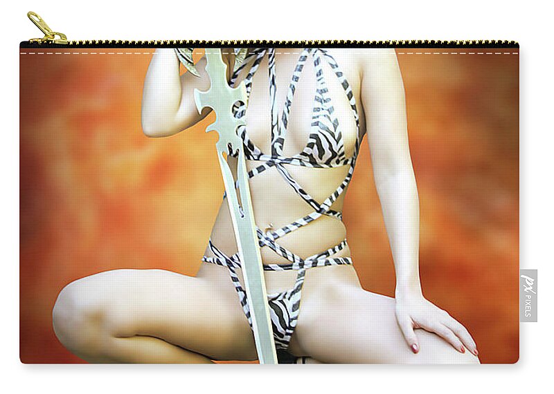 Amazon Zip Pouch featuring the photograph Rebel Amazon by Jon Volden