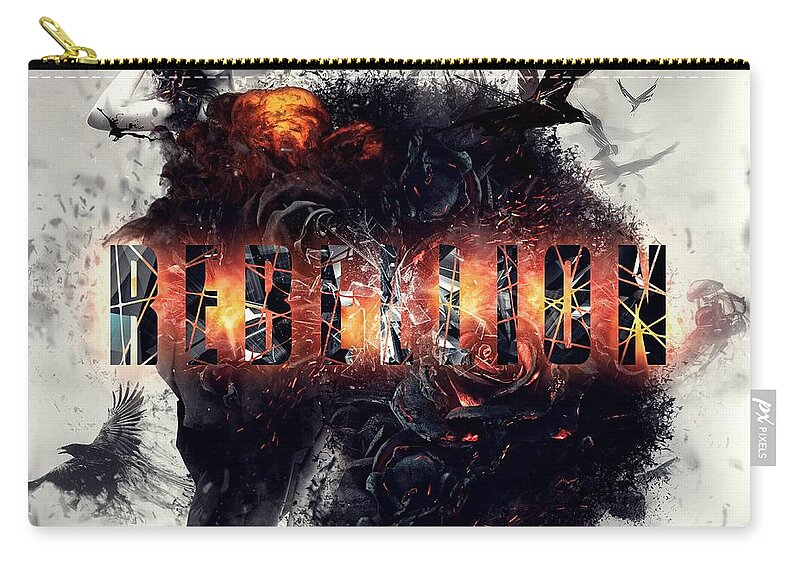 Rebellion Zip Pouch featuring the digital art Rebellion by Mo T