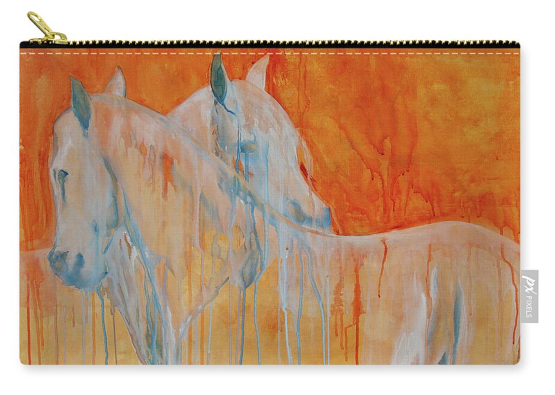 Horse Zip Pouch featuring the painting Reciprocity by Jani Freimann