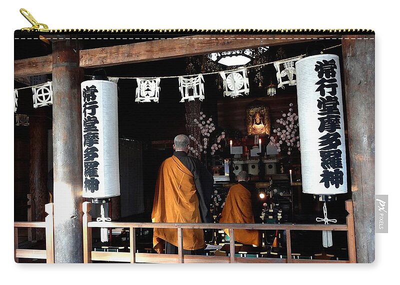 Monk Zip Pouch featuring the photograph Recite a sutra for peace by Minako Sato