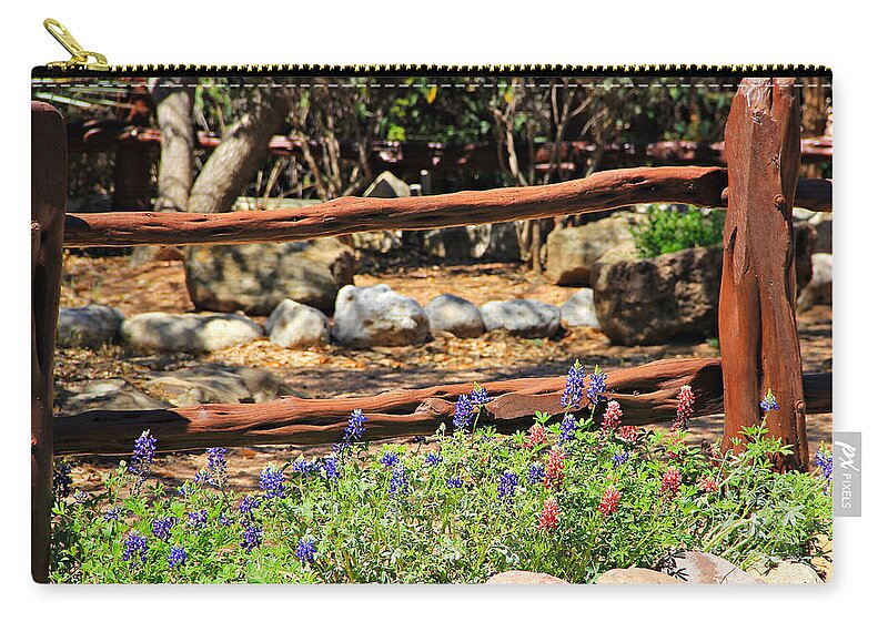 Landscape Carry-all Pouch featuring the photograph Red and Bluebonnets by Matalyn Gardner