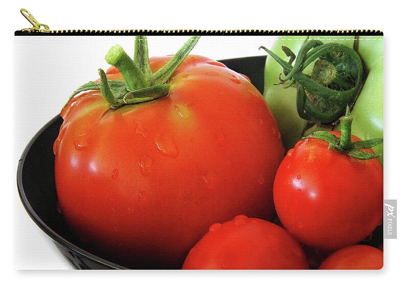 Close Up Zip Pouch featuring the photograph Red and Green Tomatoes by David and Carol Kelly
