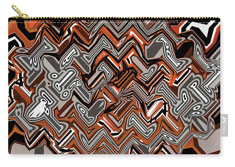 Red And Grey Weave Abstract Zip Pouch featuring the digital art Red And Grey Weave Abstract by Tom Janca