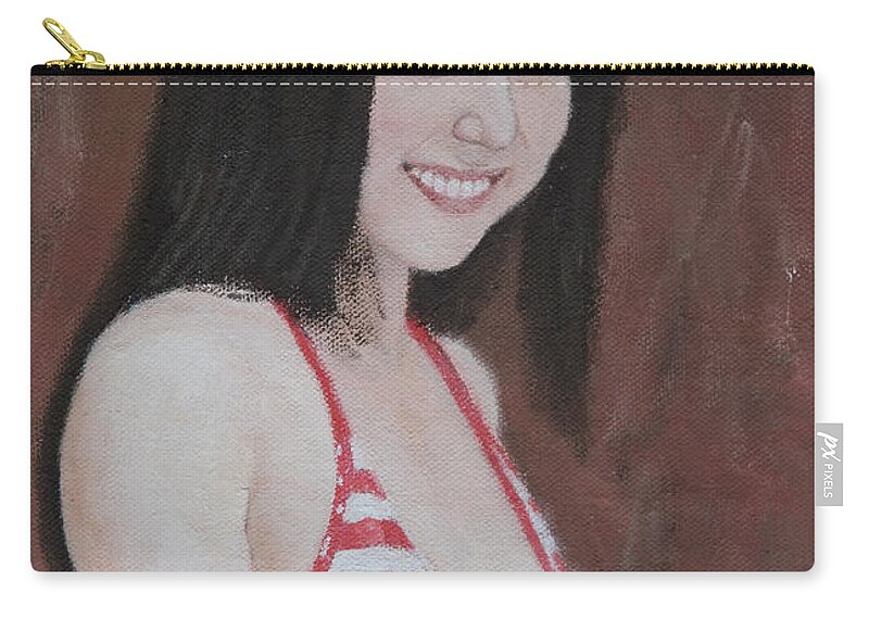 Girl Zip Pouch featuring the painting Red and white by Masami Iida