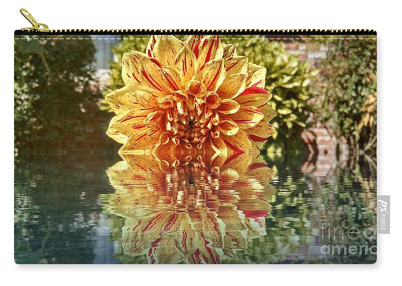 Digital Zip Pouch featuring the digital art Red and yellow reflection by Steven Wills