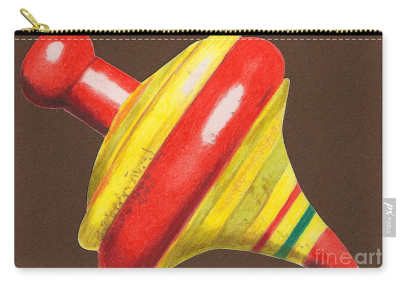 Drawing Zip Pouch featuring the drawing Red and Yellow Top by Glenda Zuckerman