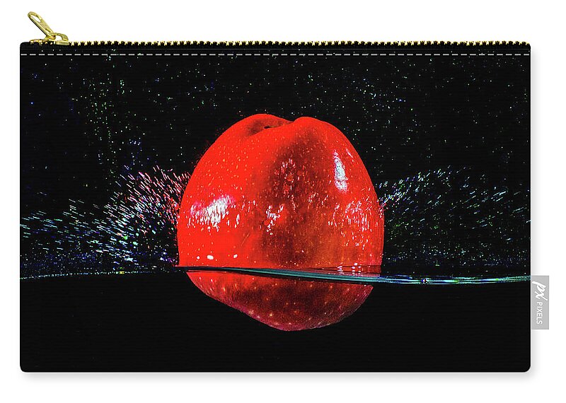 Photograph Zip Pouch featuring the photograph Red Apple splash by Terril Heilman