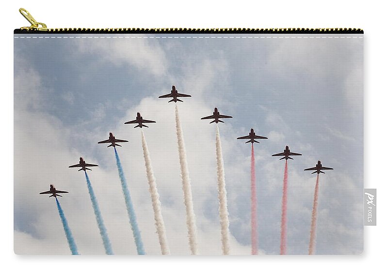 Red Zip Pouch featuring the photograph Red arrows by Christopher Rowlands