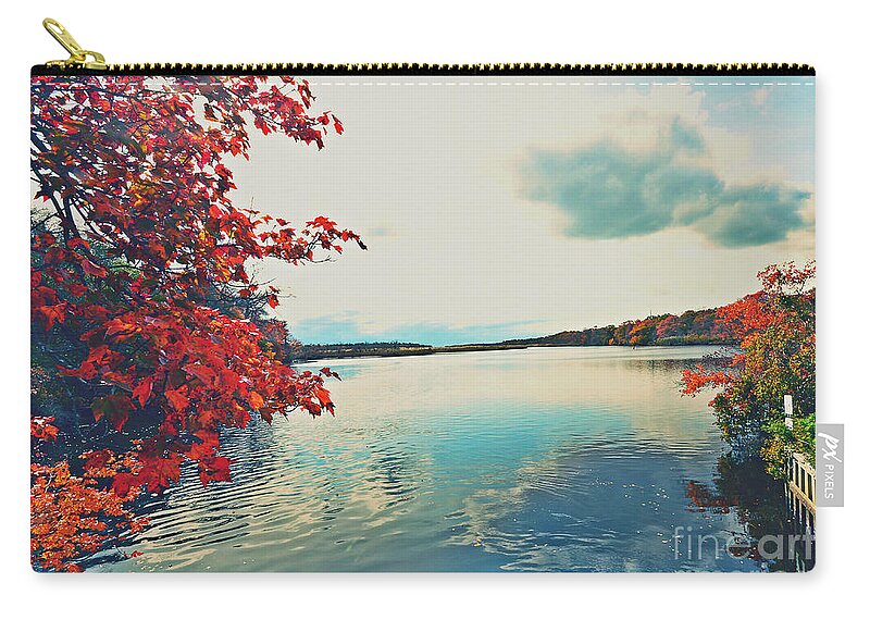 Featured Carry-all Pouch featuring the photograph Wertheim Red Autumn Lake by Stacie Siemsen